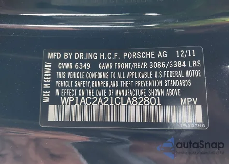 2012 Porsche Cayenne Turbo z USA, uszkodzony, nr VIN WP1AC2A21CLA82801